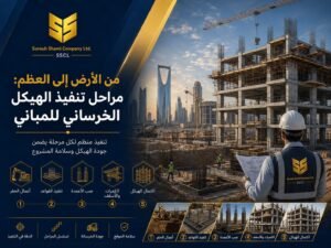مراحل تنفيذ الهيكل الخرساني للمباني في الرياض