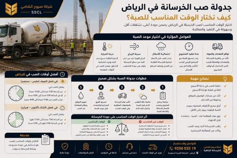 جدولة صب الخرسانة في الرياض وتنظيم وقت الصبة