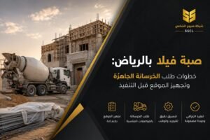 صبة فيلا بالرياض باستخدام الخرسانة الجاهزة وتجهيز الموقع قبل التنفيذ