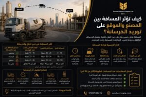 تأثير مسافة مصنع الخرسانة على توريد الخرسانة الجاهزة في الرياض