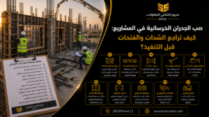 شدات وتسليح جدار خرساني قبل الصب في موقع بناء بالرياض