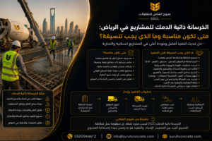 توريد خرسانة ذاتية الدمك إلى موقع بناء في الرياض